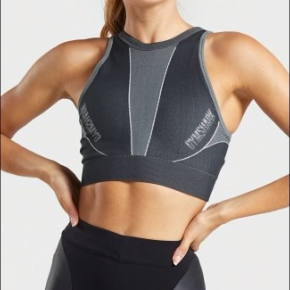 GymShark NWT Never Worn Seamless high neck grey sports bra size s - Picture 2 of 6
